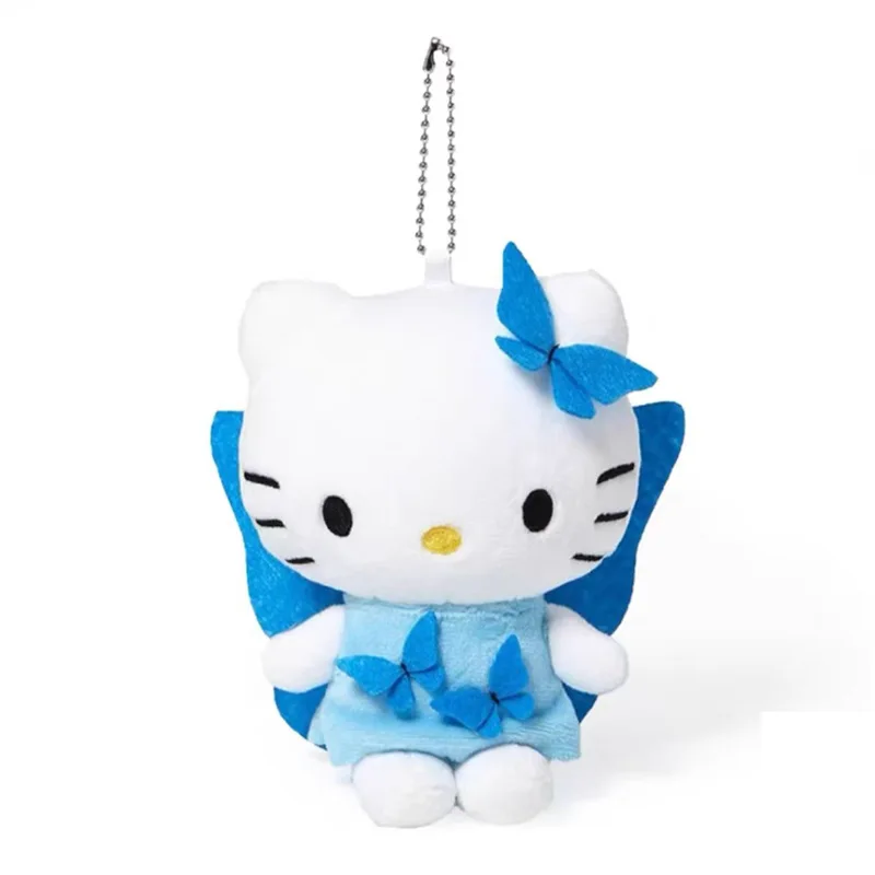 Sanrio Hello Kitty Keychain 50Th Anniversary Limited Edition Blue Angel Wings Butterfly Ballet Plush Toy Kawaii Bag Pendant Gift