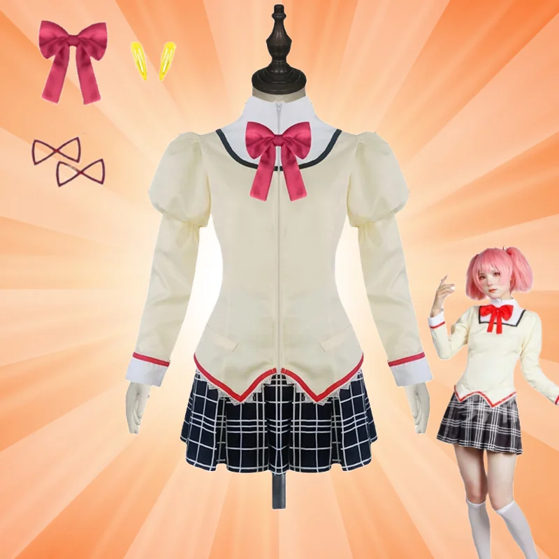 

Anime Magic Cosplay Kaname Madoka Costume Akemi Homura JK School Uniform Full Set for Womens Halloween Carnival Party Outfits