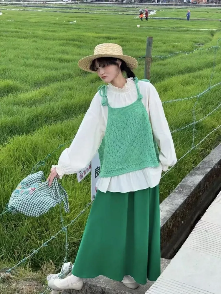 Bandagem de malha colete feminino verão sem mangas solto sobreposição y2k pulôver doce casual sólido todos os jogos camisola