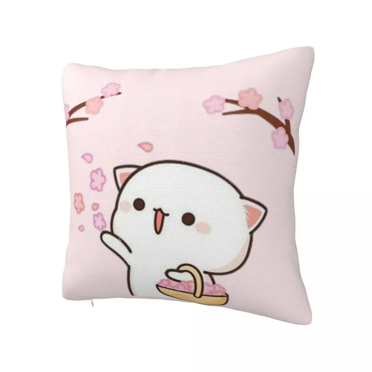 Mochi Milk Peach Goma Pillow Cover Pink Flowers Trendy Pillow Case Square Cushion Cover Pillowcases For Sofa Bedroom Home Decor