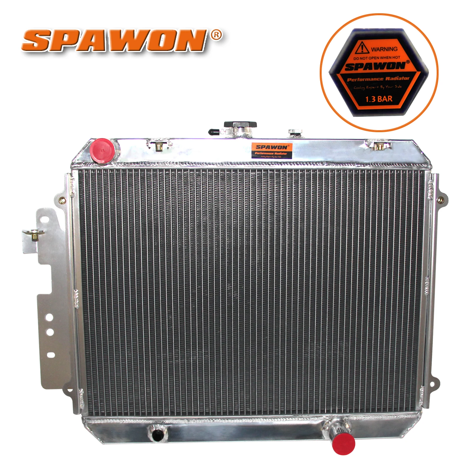 SPAWON 2 Row Aluminum Radiator For Ford Courier Mazda B2200 2600 Manual 81-92 1982 1983 1984 1985 1986 1987 1988 1989 1990 1991