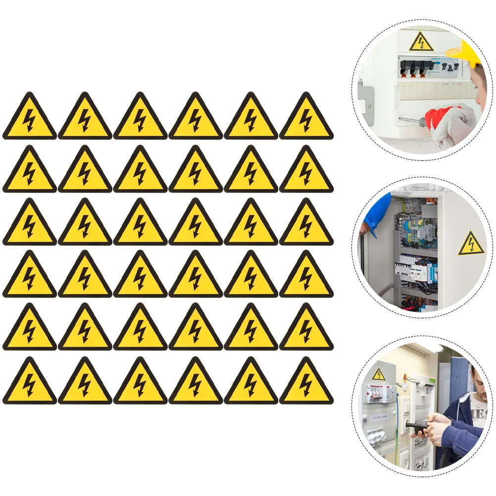 50 Stickers Anti-electric Shock Label Car Warning for Safety Fence Sign Paper High Voltage Labels Panel Staff Caution