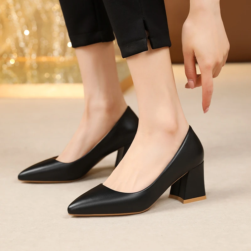 Plus Size 35-42 Basic Pumps Pointed Toe High Heels Boat Shoes for Woman Dress Shoes Shallow Black White Wedding Shoes