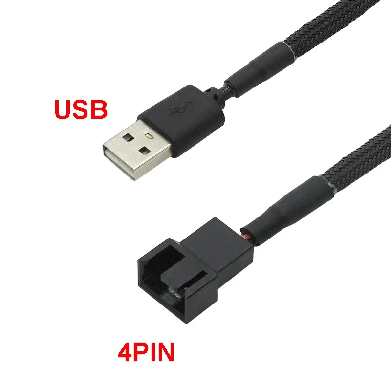 1PCS Fan Power Adapter Cable 1 to 2 Ways USB to 3 / 4 Pin PWM 5V Fan Connector with On / Off Switch, 22AWG