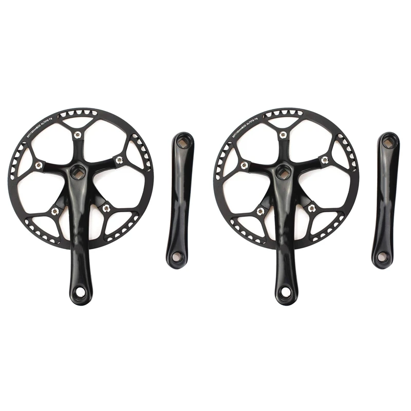 

2X Single Speed Crankset 53T 170Mm Crankarms Folding Bike Crankset With Protective Cover For Bike Track Road Bicycle