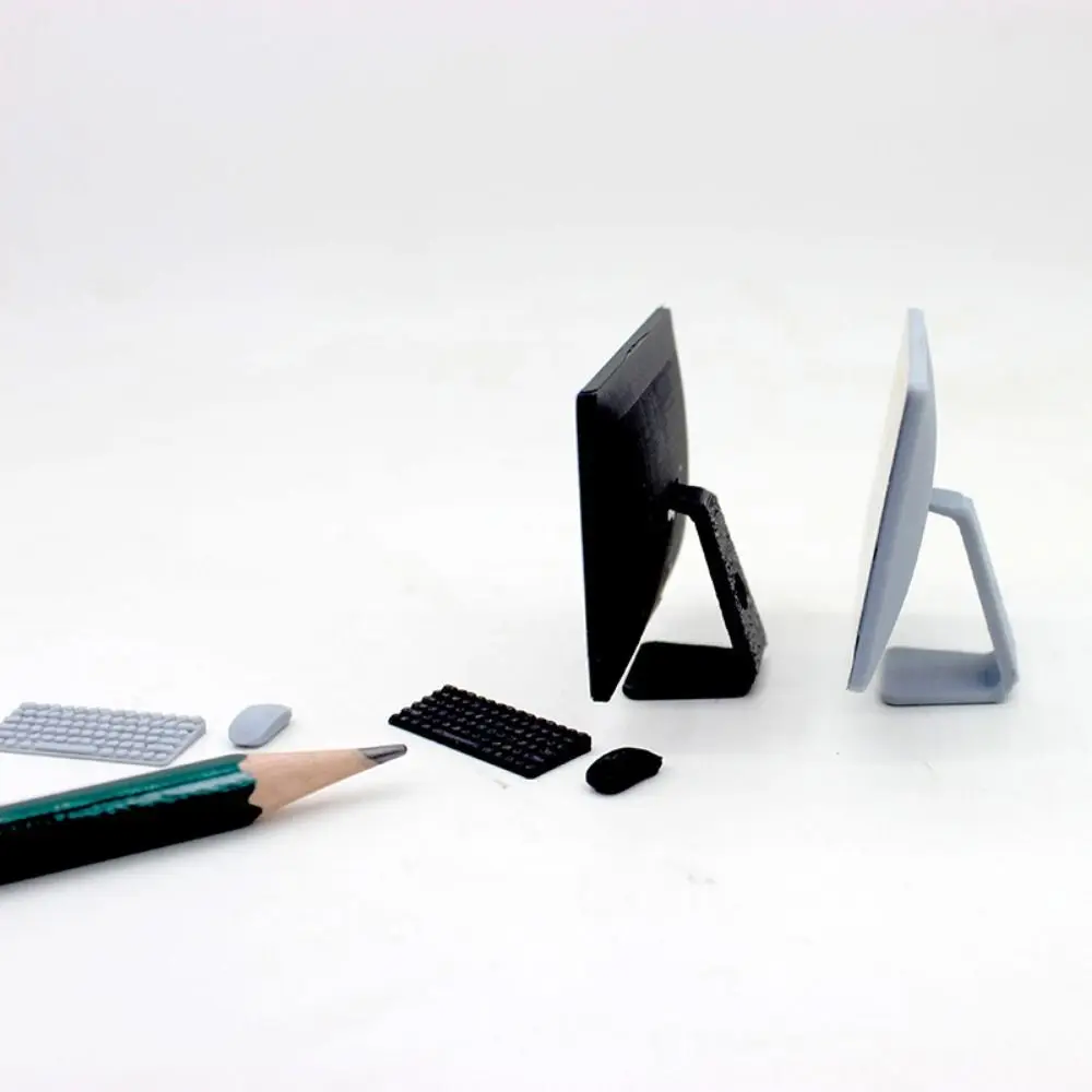 New Cute 1/12 Dollhouse Miniature Computer 1:12 Micro Scene Props Home Study Mini Keyboard Chair Desk Kit Room Furniture Decor