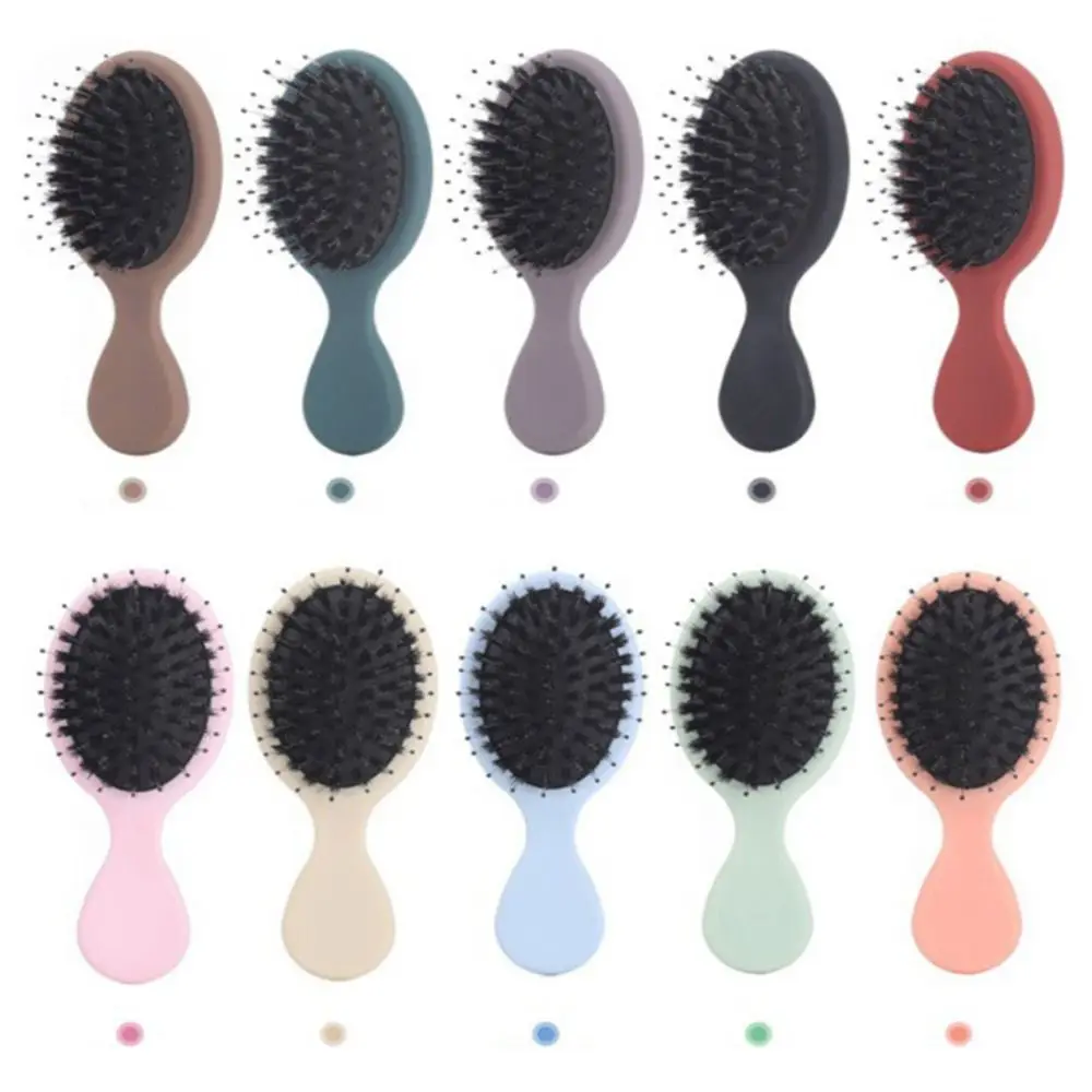 

Cute Mini Paddle Brush Pig Bristle Lightwear Hair Comb Matte Frosted Pocket Wet Brush Holiday Vocation
