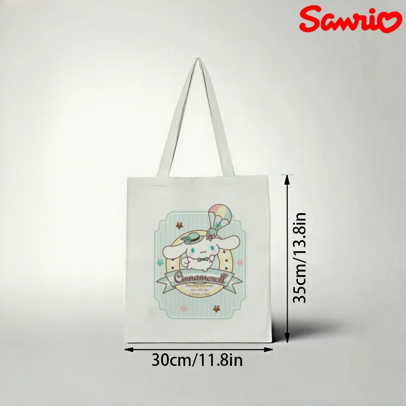 

1pc Sanrio Cinnamoroll Canvas Tote Bag, Vintage Hot Air Balloon Print Eco Shoulder Bag