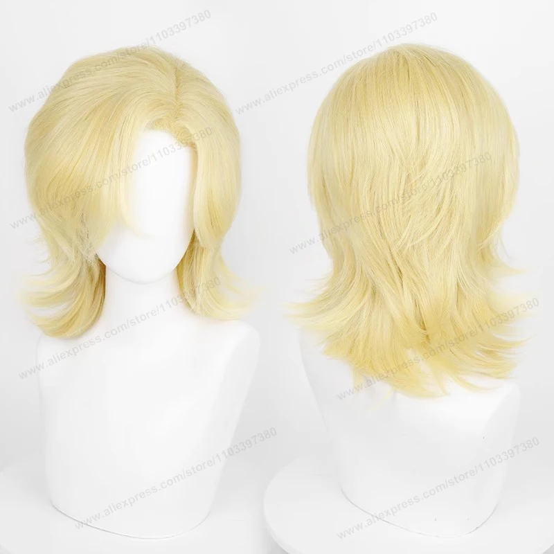 Peluca de pelo sintético de base media de 44cm para Cosplay, pelo negro, blanco, rojo, plateado, rosa, azul, pelos resis