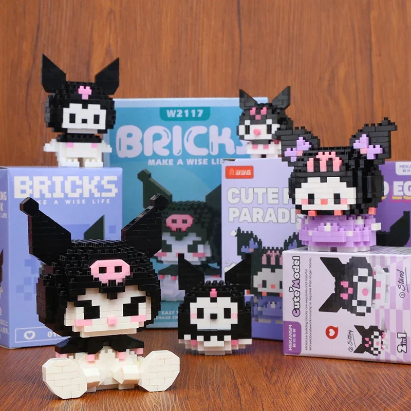 Disney Kuromi LinaBell Hello Kitty Building Blocks Princess Cartoon Figrues Bricks Children\'s Assembly Toys Model Halloween Gift