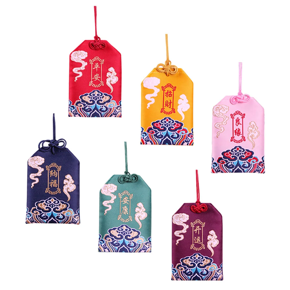 6 Pcs Blessing Bag Japanese Omamori Lucky Amulet Bags Style Pouch Exquisite Delicate DIY Pendant Chinese