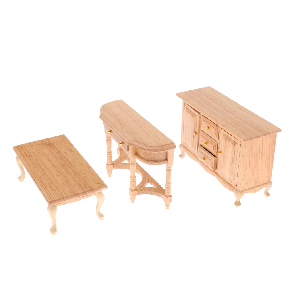 

Набор миниатюрной мебели для кукольного домика 1:12: деревянный телевизионный шкаф, чайный столик, тумба для хранения – для домашнего декора, аксессуары для гостиной своими руками