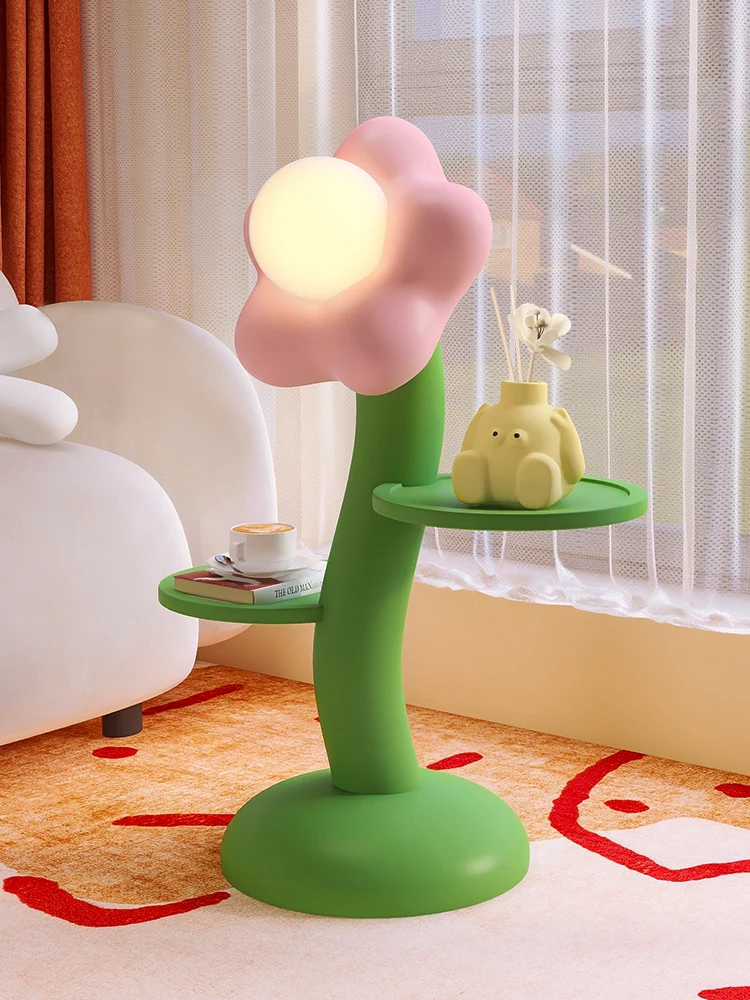 

Nordic Room Decor Flower Storage Side Table Sculpture Floor Lamp Luminous Large Decoration Living Room Bedroom Figurine Statue