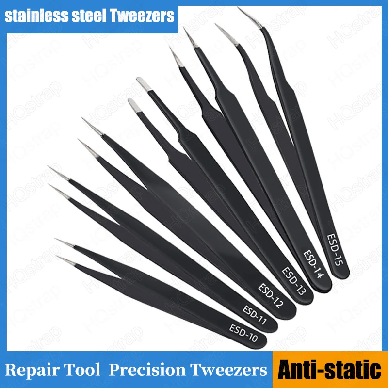 Stainless Steel Tweezers Watch Repair Tool Straight Bend Anti-static Tweezer for Watchmaker Multi Specification Repair Tools