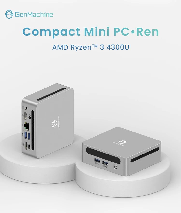 GenMachine Mini PC AMD Ryzen 7 4700U 4750U 4800H 4900H Prosesor Ryzen RAM DDR4 ROM M.2 2280 Wifi6 PC Gamer Komputer Gaming Rakitan