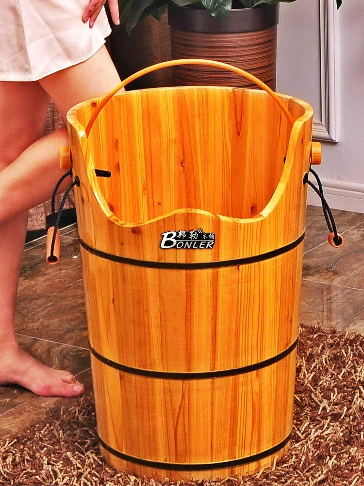 Wooden Steaming Foot Bath Barrel - Home Spa Experience, Sweat Steaming Fumigation Footbath with Heating Knee Barrel