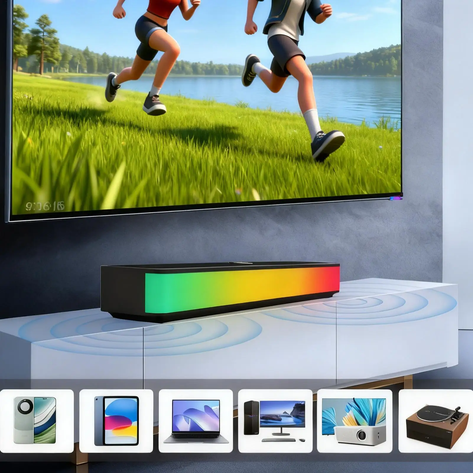 

Wireless Speakers for TV PC Game RGB Soundbar Portable Desktop Speakers for Shower Party Christmas Room Patio Car Phone Music