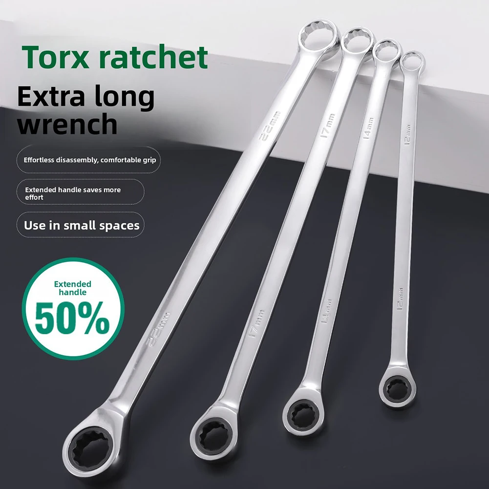 1PC Extra Long Ratchet Wrench Dual-Head 72 Teeth Box Ratchet Wrench For Automotive Repair Hand Tool