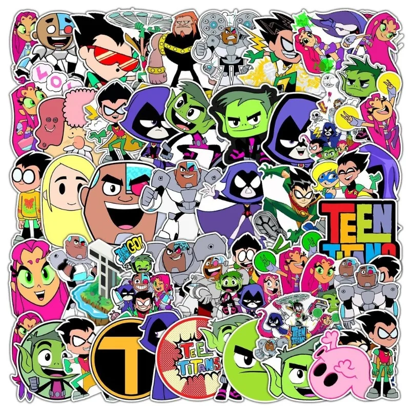 50pcs / Conjunto Adesivos Impermeáveis Teen Titans Go Não Repetidos Presente de Festa para Crianças