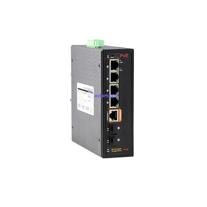 Industrial PoE Switch, 6-Port, 4 RJ45 Ports, 2 RJ45 Ports, DC Input: 48V-57V