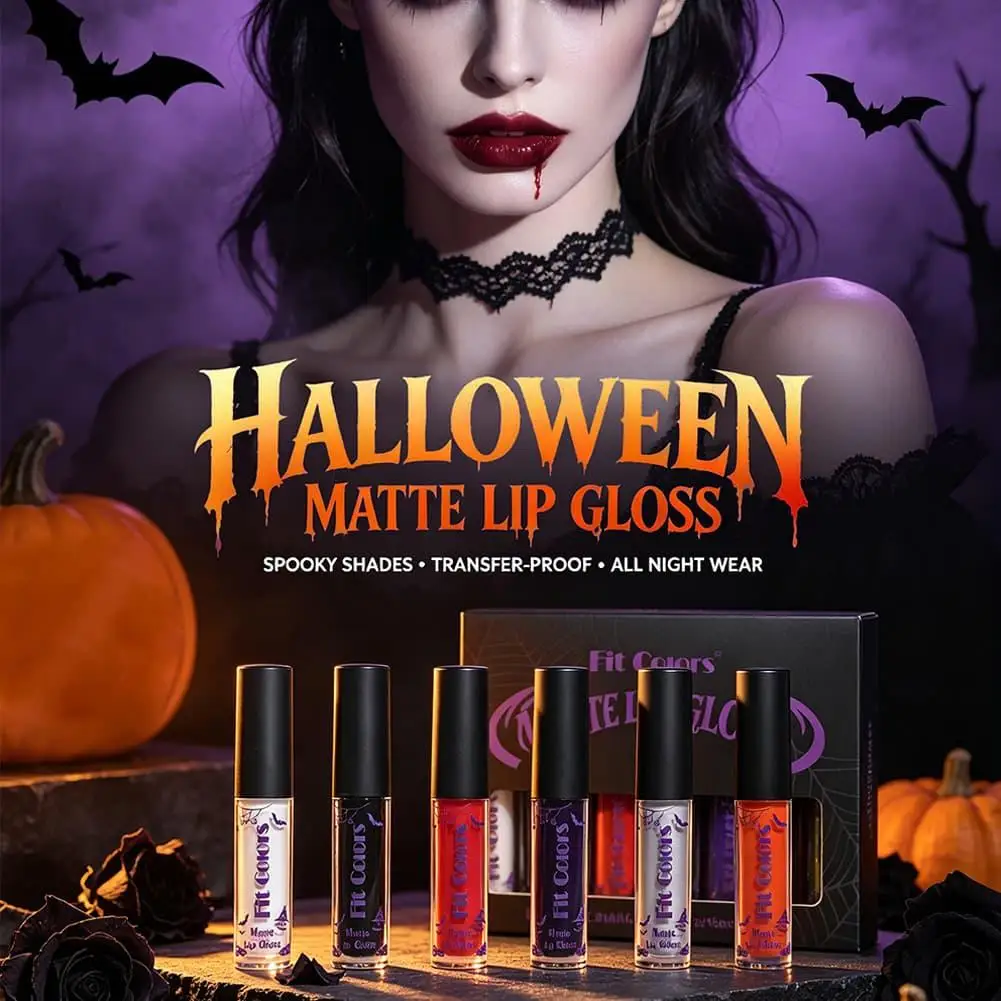 6pcs 6pcs Halloween Matte Lip Gloss Kit Velvety Liquid Lipstick Waterproof Long Lasting Non Stick Cup Lip Makeup for Party Cosplay - Aliexpress Deal