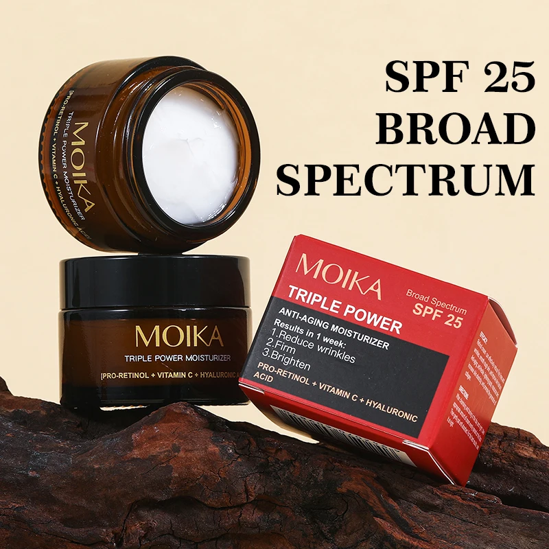 MOIKA Triple Power Moisturizer Pro-Retinol +Vitamin C + Hyaluronic Acid Whitening Oil Control Moisturizing Skin Care Repair Skin
