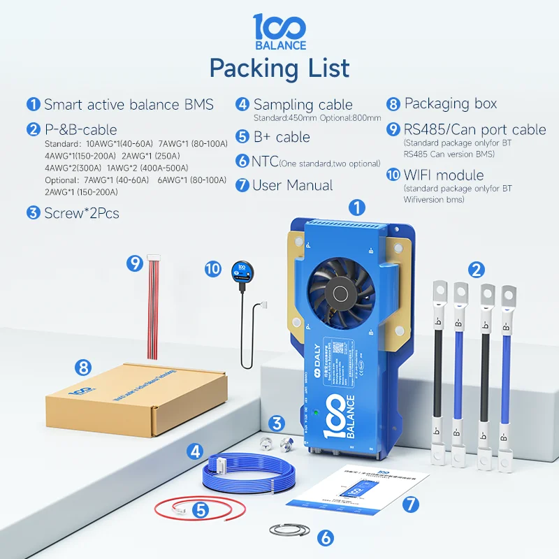 DALY 100 BMS Eingebaute aktive Balance 4s-8s 8s-24s BT 80A 100A 150A 200A 300A 500A Smart BMS für Li-Ion Lifepo4 LTO Batterie