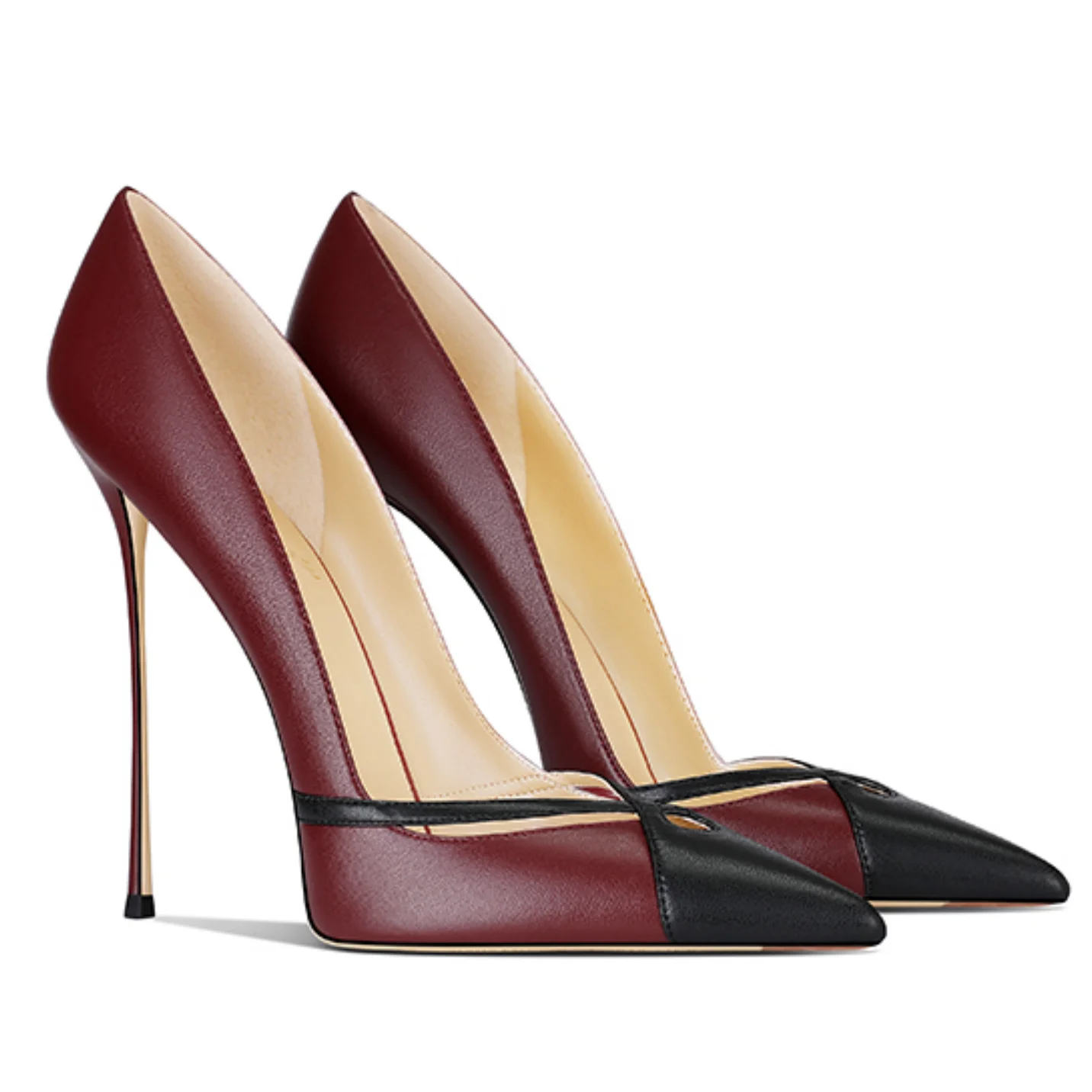 

25 New Black and White Hollow High Heel 12CM Point Shallow Mouth A Foot Ultra High Heel Sexy Commuter Single Shoe