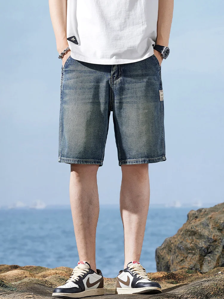 Sommer Neue männer Dünne Kurze Jeans Mode Koreanische Gerade Ausgestattet Vintage Waschen Denim Shorts Lose Männliche Kleidung