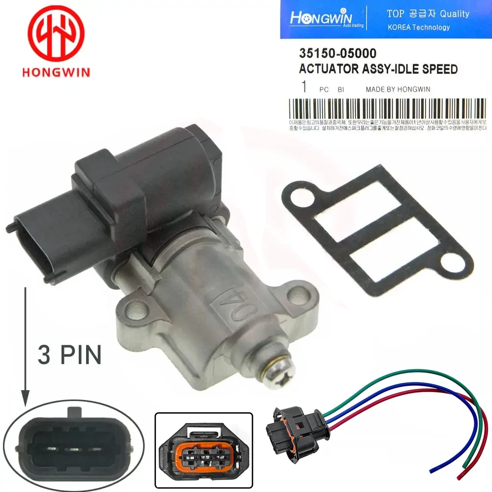 Oryginalny nr. : 35150-05000 Nowy zespół siłownika Zawór sterujący prędkością obrotową na jałowie Pasuje do Hyundai Accent Kia Carens 3515005000 ,35150 05000