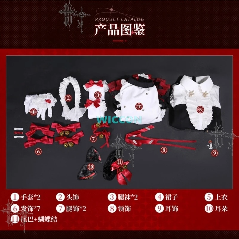Disfraz de Cosplay de Anime Wuthering Waves CHISA, Accesorios para la Cabeza, Disfraz de Lolita para Fiesta de Halloween, Nuevo Uniforme de Sirvienta Dulce Hisa