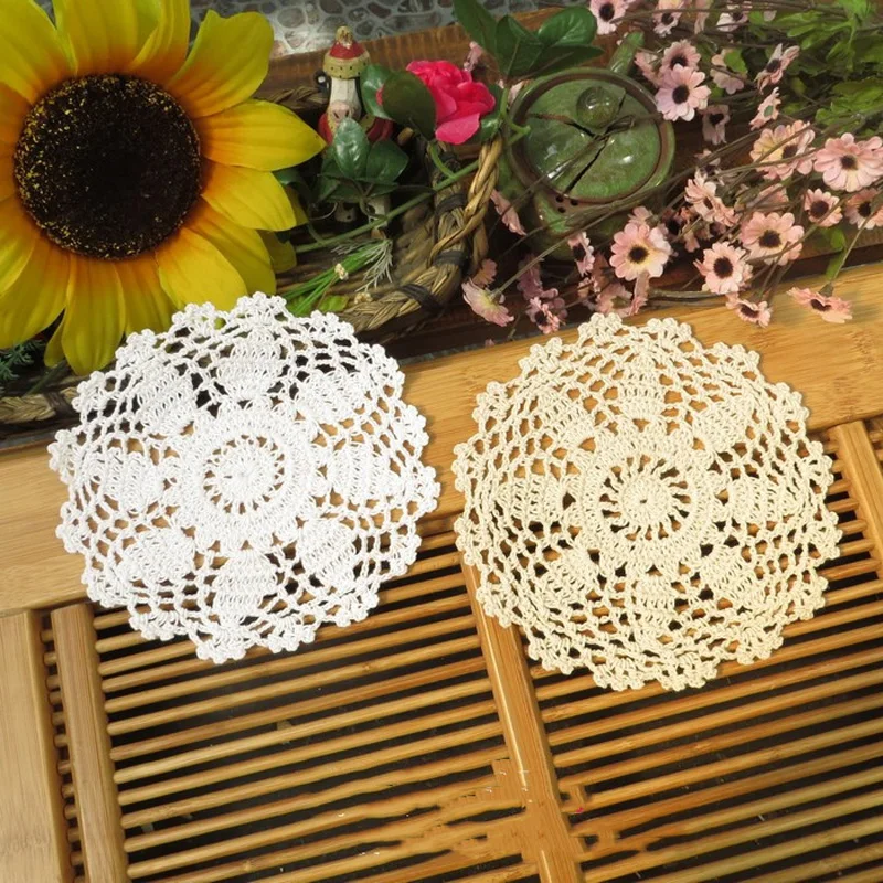 

NEW cotton flower placemat coaster handmade Christmas Crochet table place mat cloth Table decoration and accessories wedding