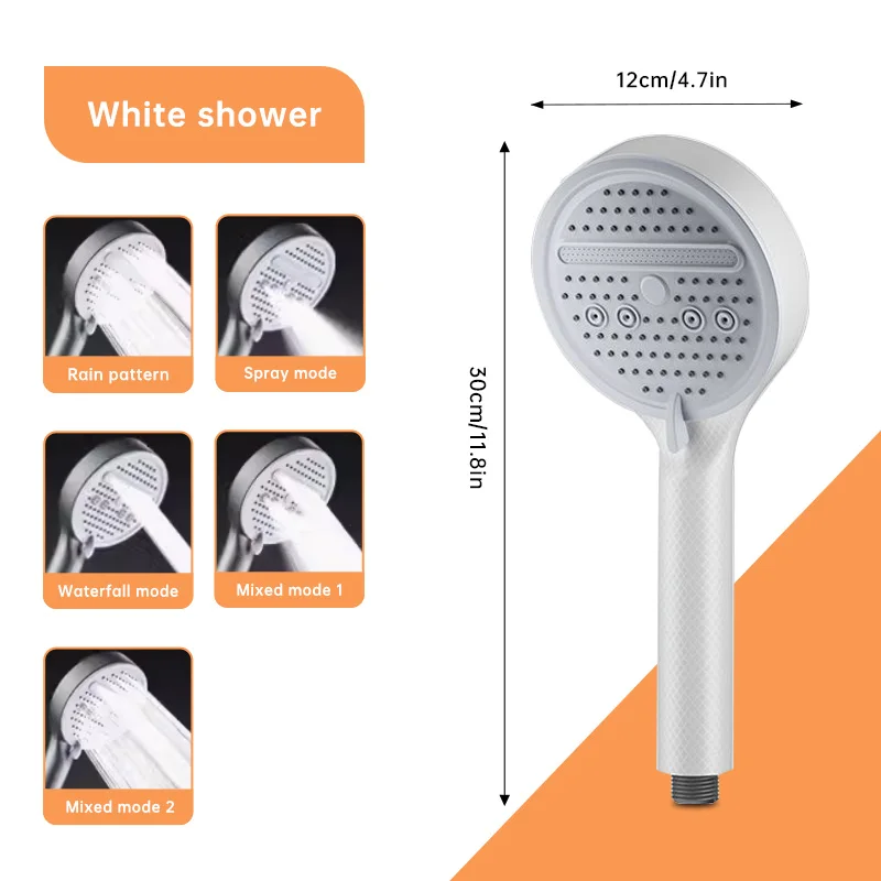

5 Speed Modes Shower Head High Pressure Big Panel Shower Head Large Outlet Water Saving Shower for Bathroom Accessories
