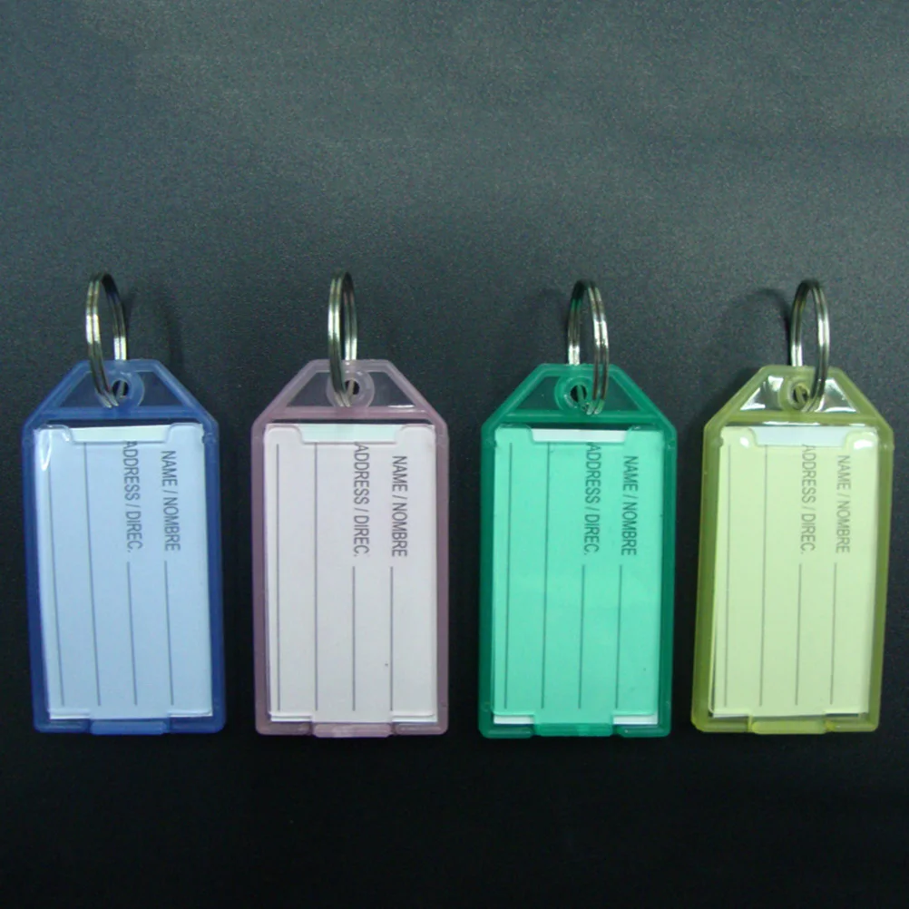 40pcs Colorful Plastic Label Keychain Luggage ID Name Label Tag Keyring Classification Key Chains (10pcs Pink, 10pcs Blue, 10pcs