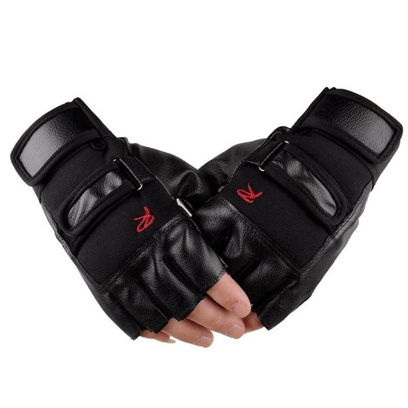 Men\'s Outdoor Driving Motorcycle Cycling Half Finger Gloves Half finger gloves made of genuine leather