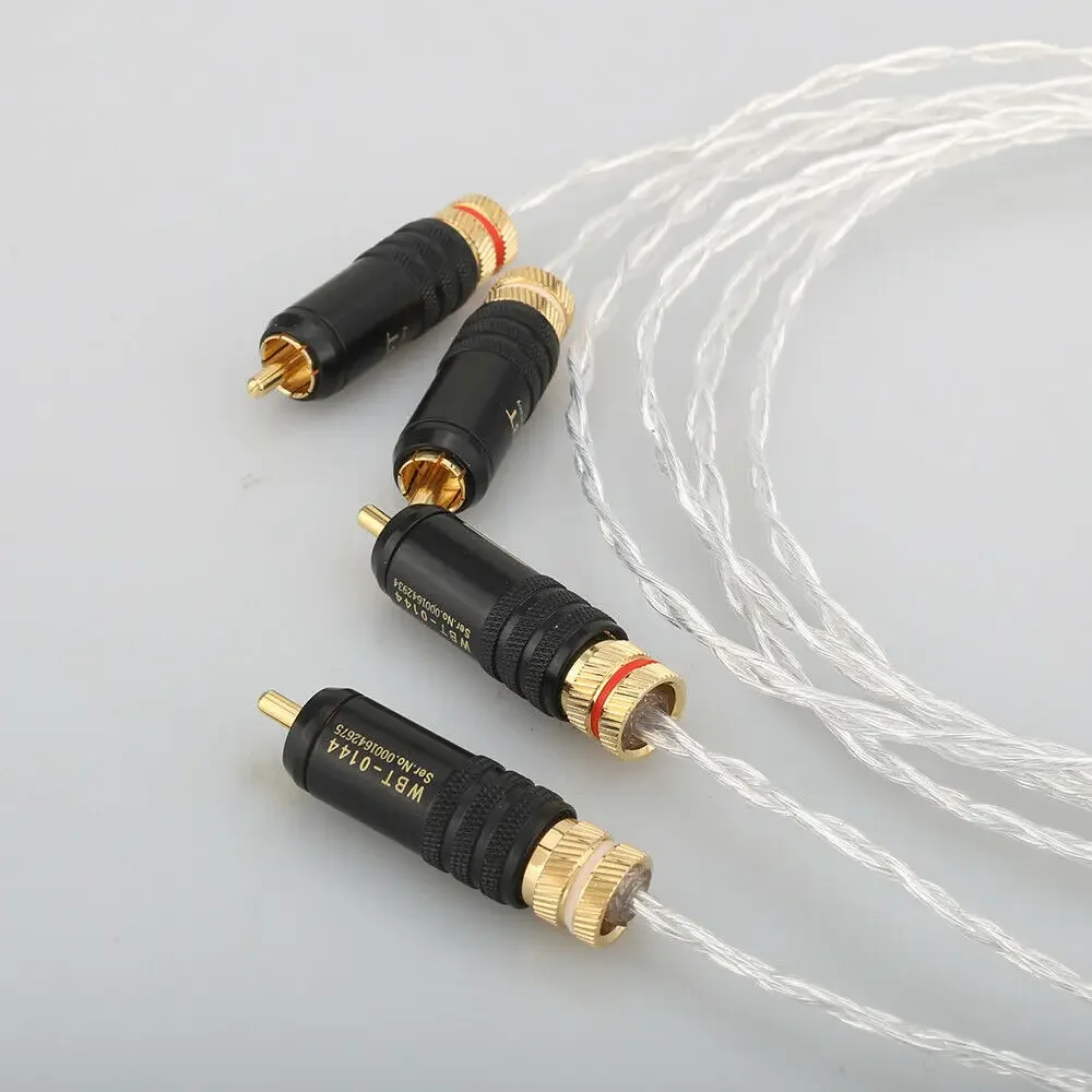 Par occ banhado a prata cabo de interconexão estéreo hi-fi áudio analógico chumbo rca para rca cabo de áudio phono alta fidelidade para cd/amp