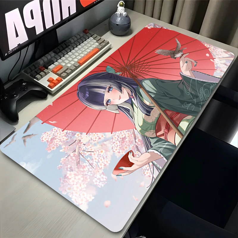 Alfombrilla de ratón JUUUUtei Raden, Idol Virutal Popular con borde de bloqueo, accesorios para juegos, alfombrilla de escritorio con impresión HD, alfombrilla de escritorio de goma para estudiantes