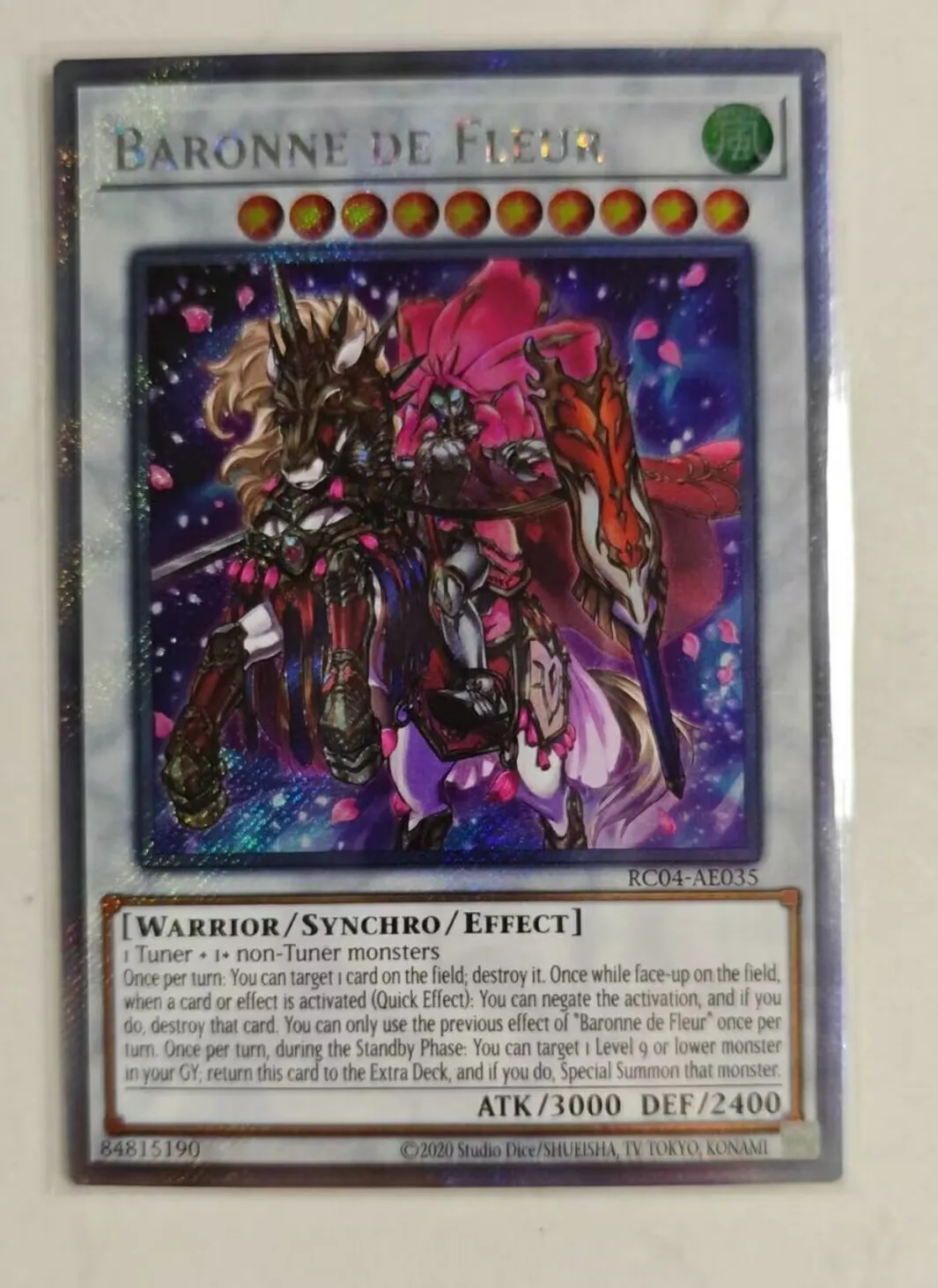 

Yugioh KONAMI Duel Monsters RC04-AE035 Baronne de Fleur Extra Secret Rare Asian English Collection Mint Card