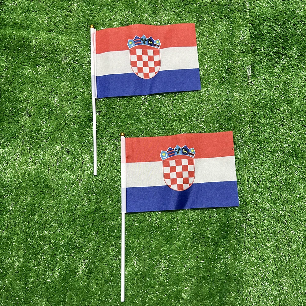 علم السماء كرواتيا علم اليد 10/20/50/100 قطعة 21*14 سنتيمتر كرواتيا اليد يلوحون أعلام مع عمود بلاستيكي للنشاط الرياضي ديكور المنزل #2