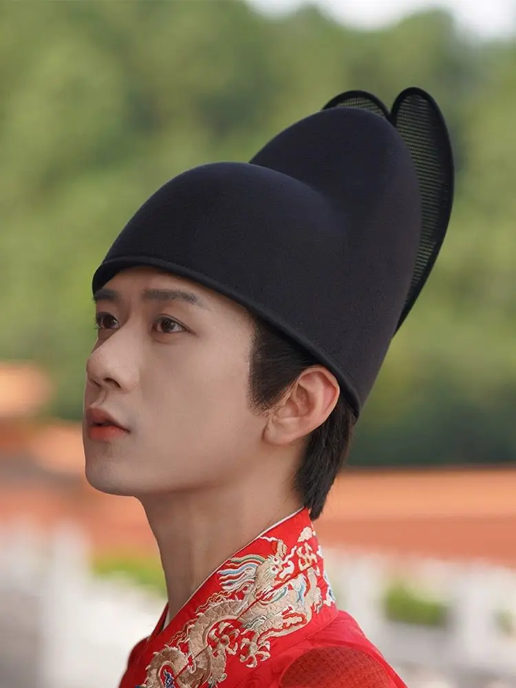 Hanfu Hat Men Ancient Chinese Official Hats Adult Women Cosplay Black Linen Yarn Hat Ming Dynasty Hanfu Hat For Men Kids