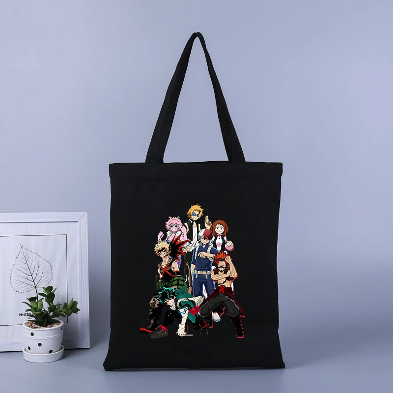 My Hero Academia borsa per la spesa in tela con stampa anime borsa a mano di grande capacità borsa da scuola per studenti