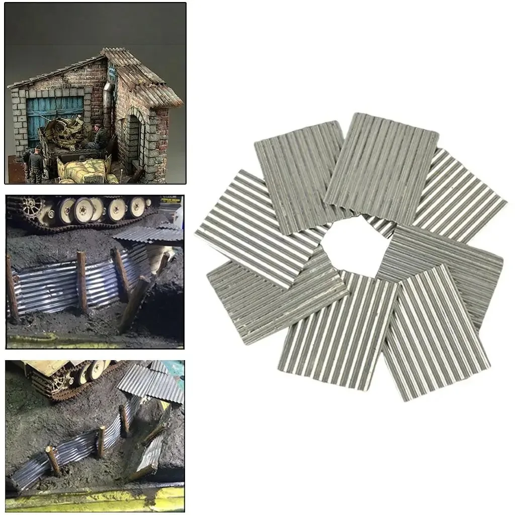 8pcs/16pcs 1:35 Miniature Steel Shed Corrugated Tile Military Scene Wargame Model Micro Landscape Diy Model Building Decoration