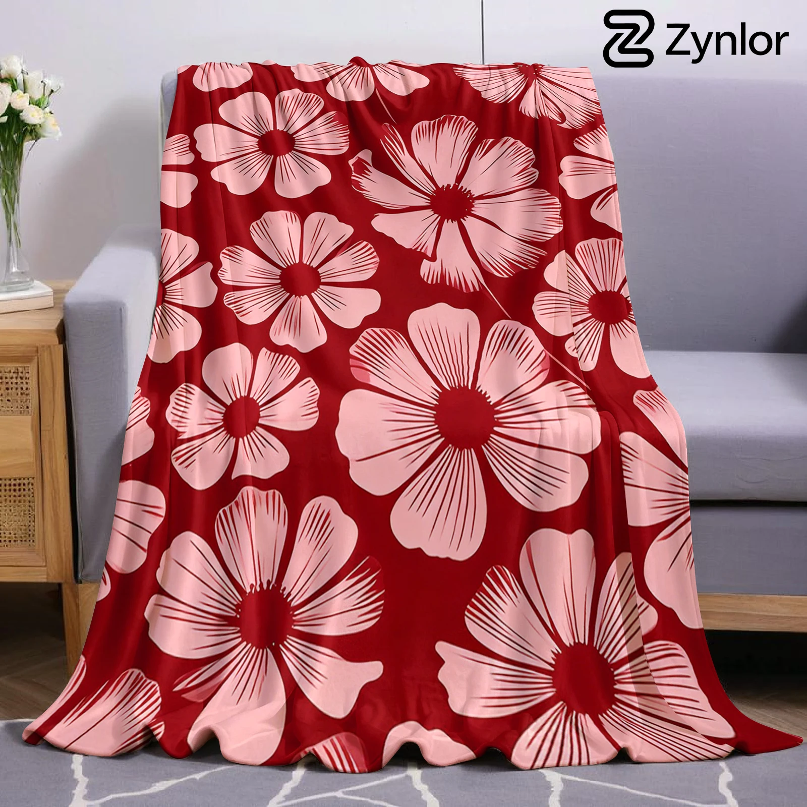 Red Tone Cosmos Christmas Fleece Throw Blanket Soft Warm Cozy Xmas Home Decor for Bed Sofa Couch Holiday Present