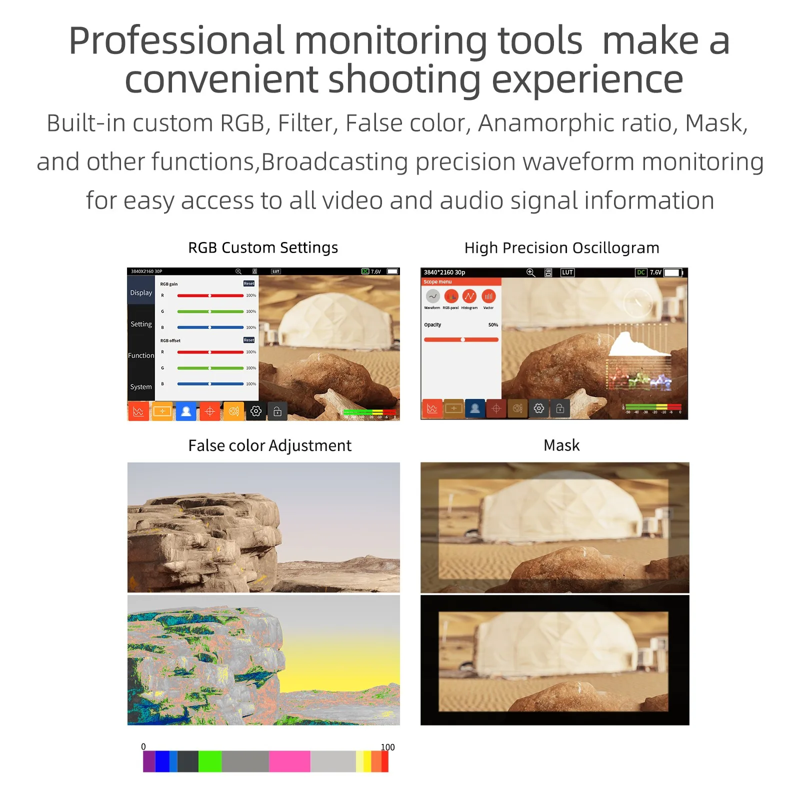 شاشة SHIMBOL M5 الاحترافية مقاس 5.5 بوصة تعمل باللمس بتقنية 3D LUT وشاشة 4K بدقة 1200 نيت وHDMI للتصوير المباشر بكاميرا DSLR