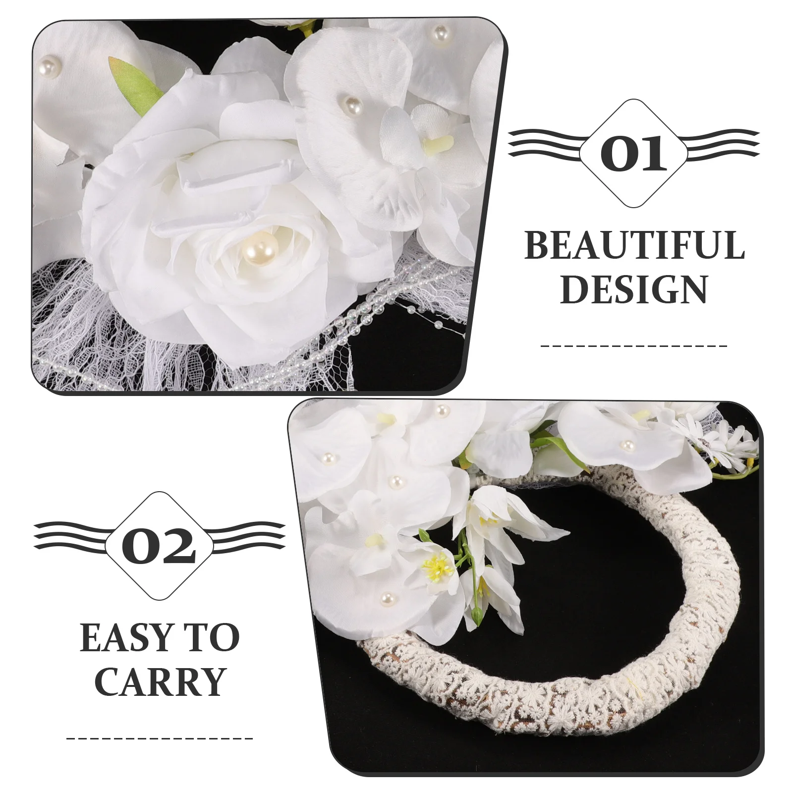 

Bride Handheld Flower Wreath Romantic Wedding Prop Plastic Cloth Materials Versatile Use Wedding Hand Wreath