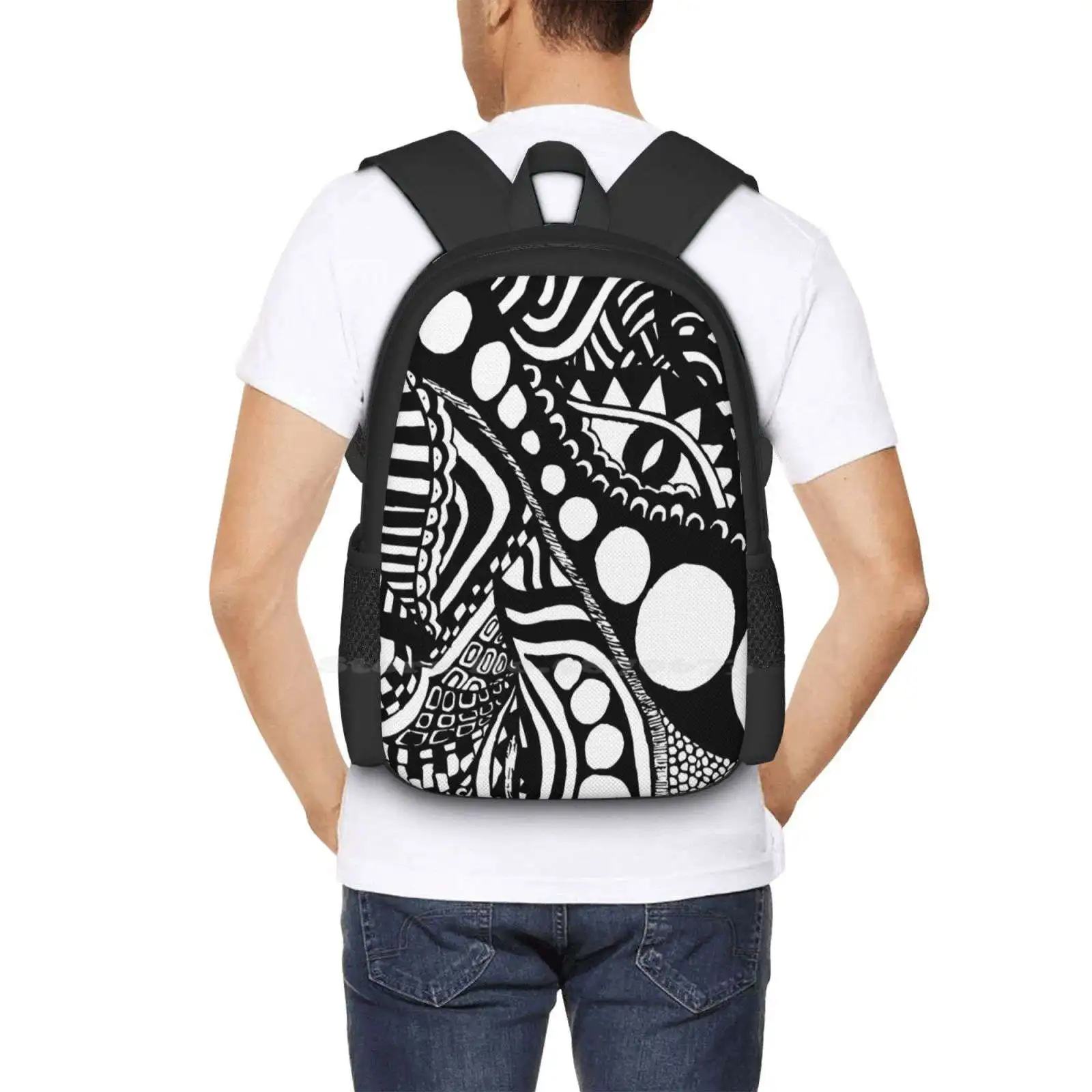 Tas ransel sekolah Zentangle tinta Mandala, tas ransel motif bunga, motif lucu, tas punggung modis, tas sekolah terlaris, gambar burung