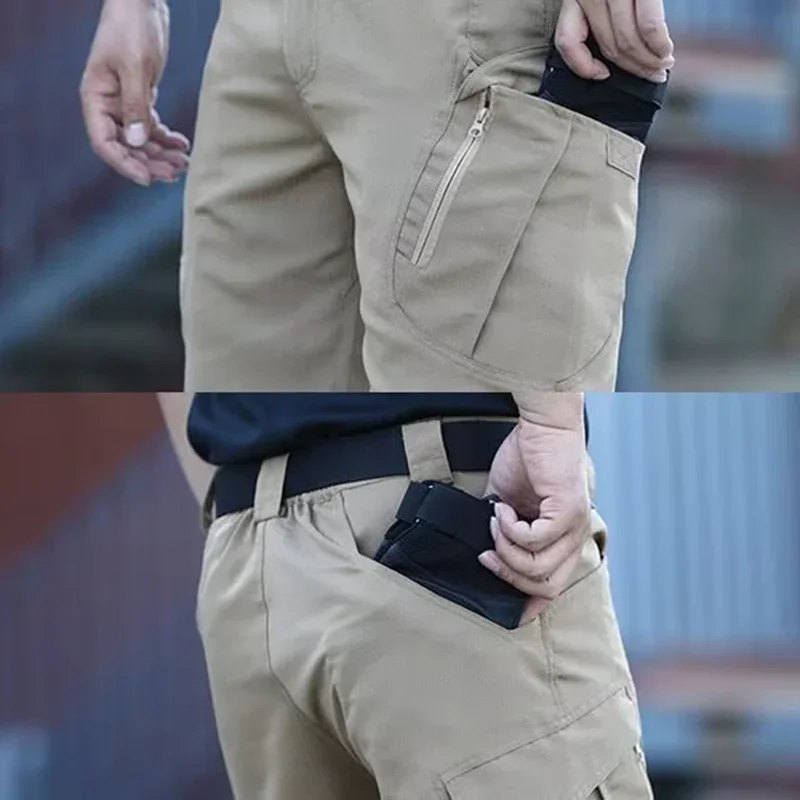 Celana Pendek Kargo Saku Ritsleting Pria Baru Celana Pendek Taktis Perkotaan Tahan Air Musim Panas Pria Celana Pendek Panttdoor Mendaki Kemah Trek Ukuran M-6XL