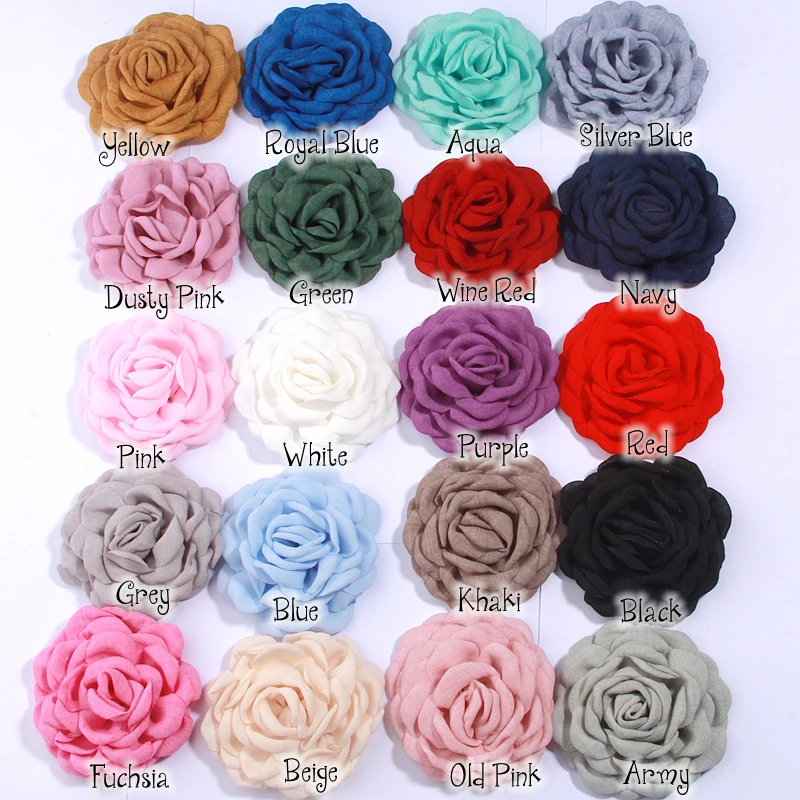 5Pcs 9cm Simulation Fabric Rose Flowers For Baby Girls DIY Headbands Hair Accessories Dress Hats Shoes Decoration No Clip