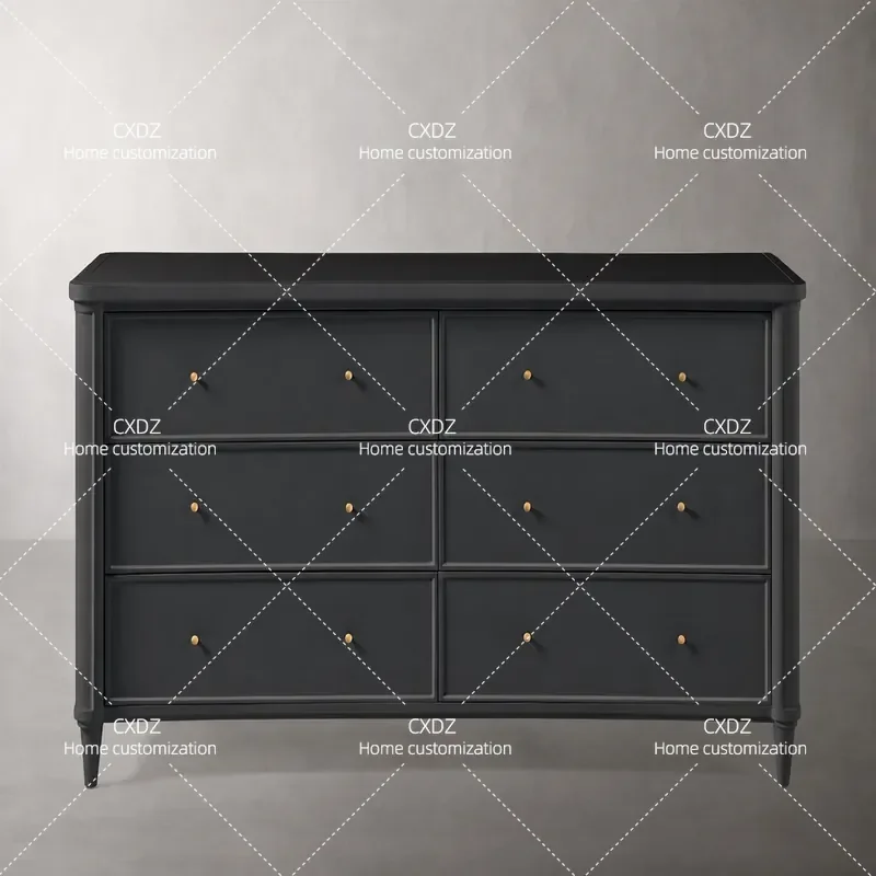 American Solid Wood Chest of Drawers Bedroom Storage Cabinet Luxury Bed End Table Six Drawer Dresser Living Room Wall Locker