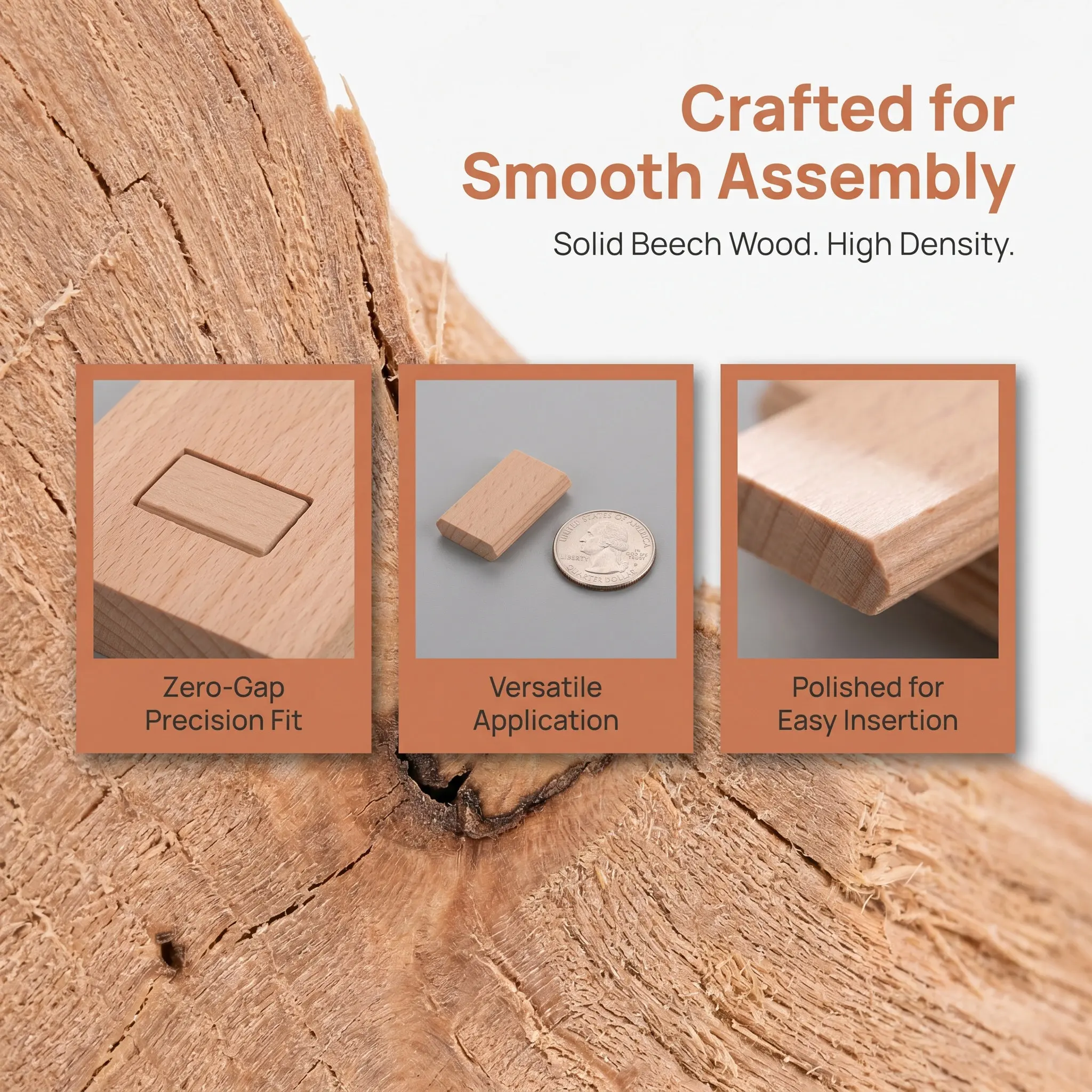 50Pcs Wood Loose Tenons High Density Hardwood Furniture Joinery Craft Parts Cabinet Frame Connectors Mortise Tenon Accessories